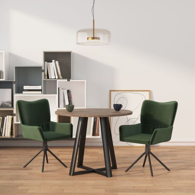 Vidaxl - Chaises pivotantes à manger lot de 2 Vert foncé Velours