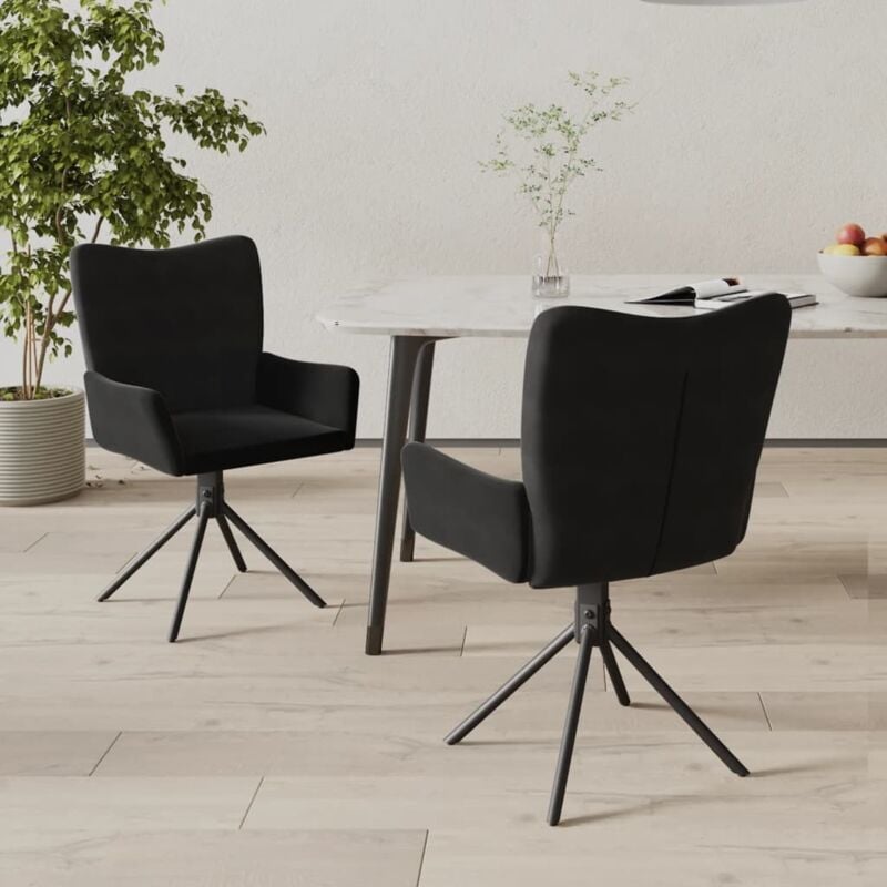 Vidaxl - Chaises pivotantes à manger lot de 2 Noir Velours