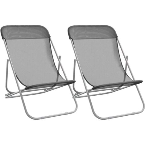 Chaises plage pliantes lot de 2 textilène acier enduit poudre
