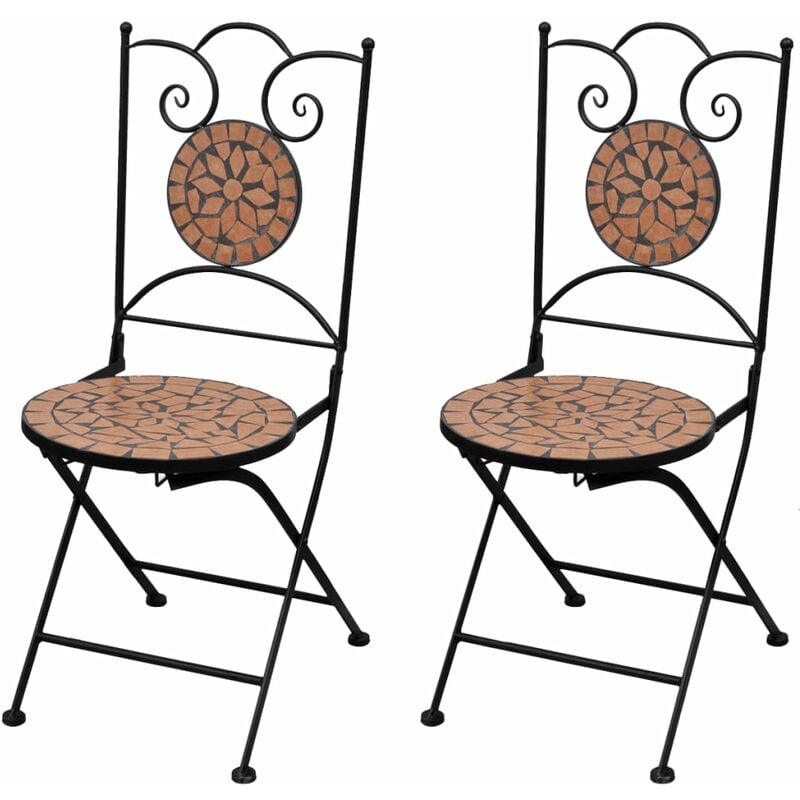 Coavas - Chaises pliables de bistro 2 pcs Céramique Terre cuite