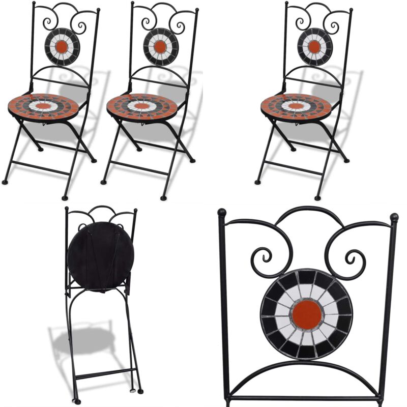 Chaises pliables de bistro 2 pcs Céramique Terre cuite et blanc - Chaise De Jardin - Chaise Pliable - Mobilier De Jardin - Décoration Extérieure