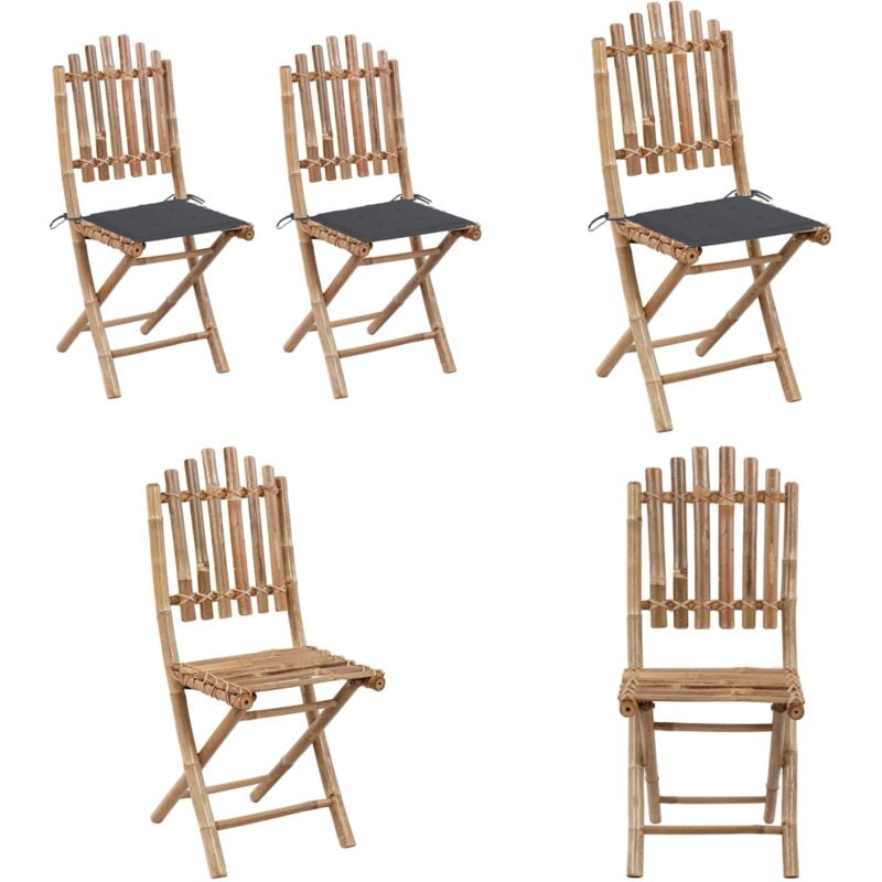 Chaises pliables de jardin lot de 2 avec coussins Bambou - Chaise De Jardin - Fauteuil De Jardin - Mobilier De Jardin - Set De Chaises De Jardin