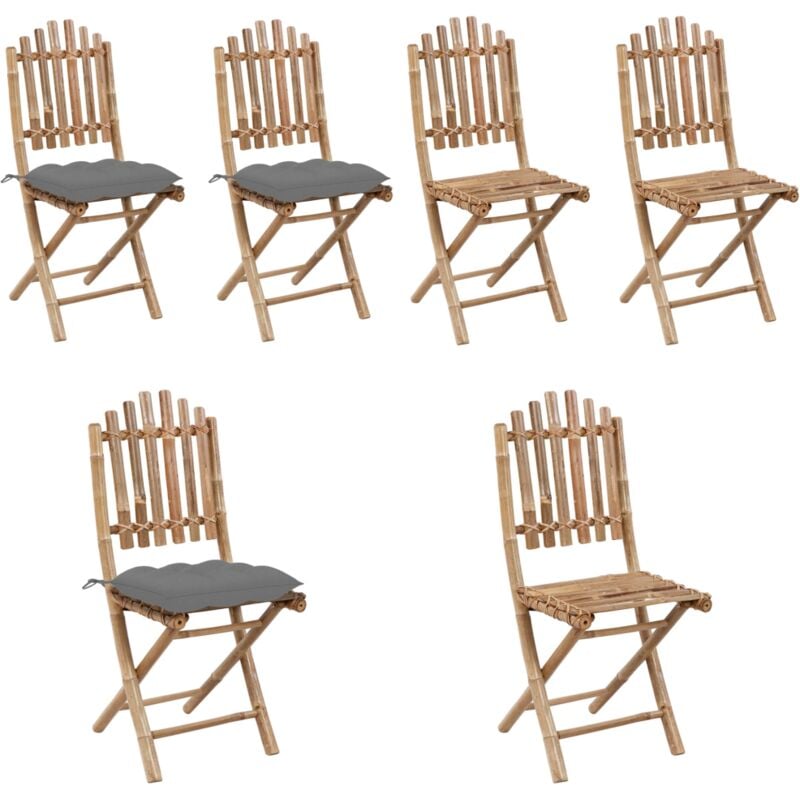 Vidaxl - Chaises pliables de jardin lot de 2 avec coussins Bambou - Chaise De Jardin - Fauteuil De Jardin - Mobilier De Jardin - Bamboo Furniture