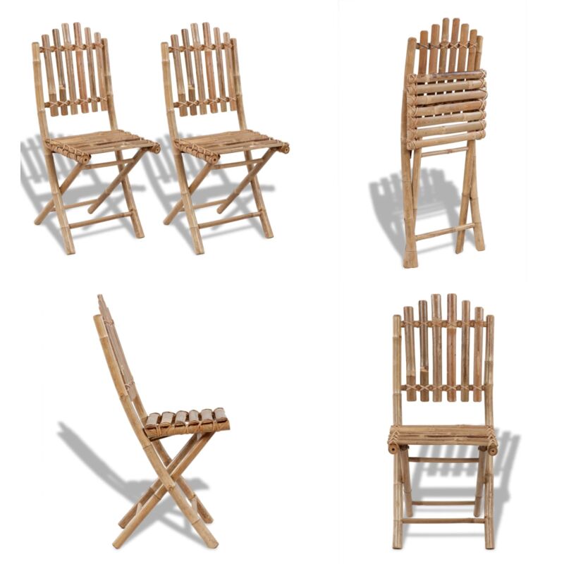 Chaises pliables de jardin lot de 2 Bambou - Chaise De Jardin - Chaise Pliable - Mobilier De Jardin - Bambout - Meubles D'extérieurs - Home & Living