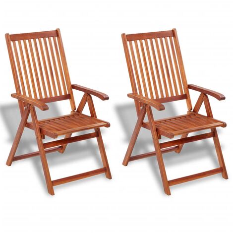 Chaises pliables de jardin 2 pcs Bois solide d'acacia Marron