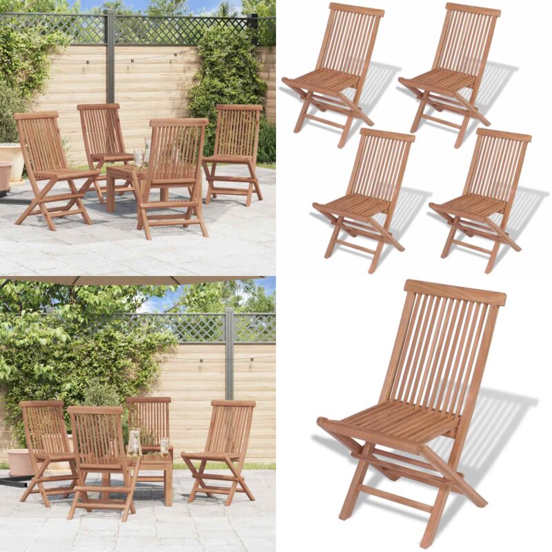 Chaises pliables de jardin lot de 4 Bois de teck solide - Chaise De Jardin - Chaise Pliable - Mobilier De Jardin - Teck Massif - Terrasse - Home &