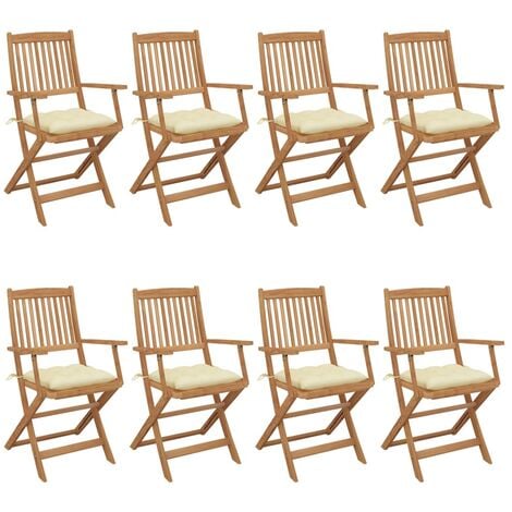 vidaXL Chaises pliables de jardin 6 pcs avec coussins Bois d'acacia