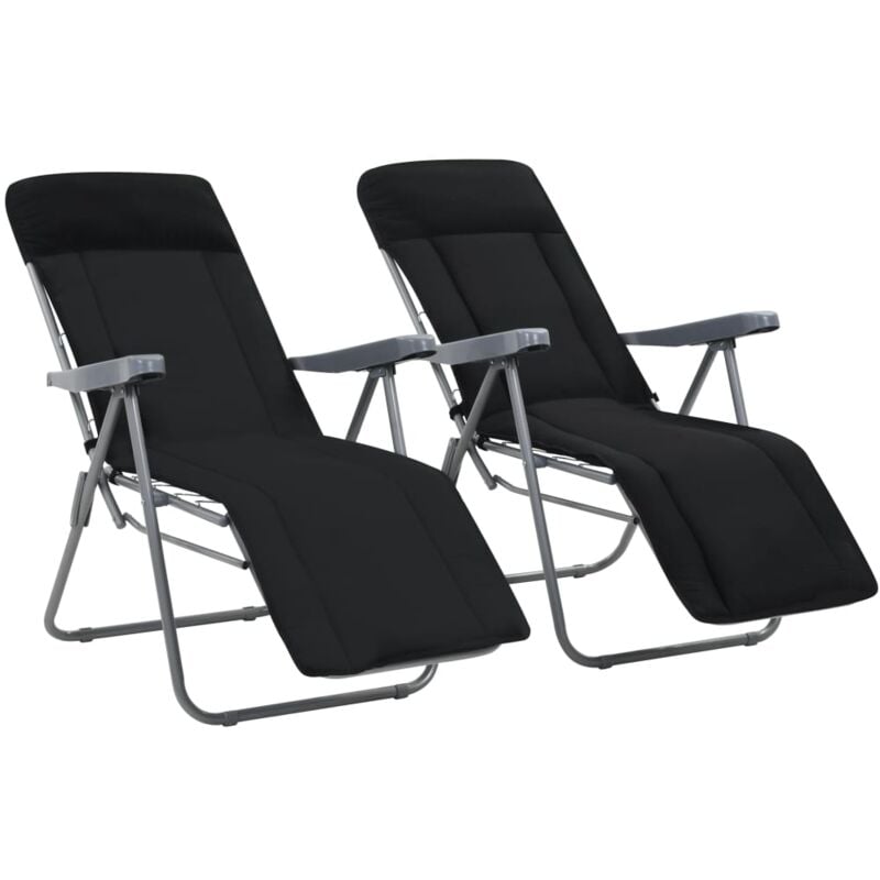 Chaises pliables de jardin avec coussins lot de 2 Noir vidaXL