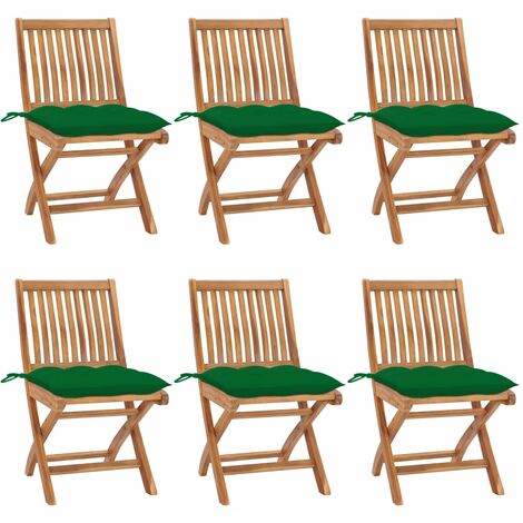 Chaises pliables de jardin avec coussins 6 pcs Bois de teck 48