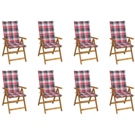 Chaises pliables de jardin avec coussins 8 pcs Bois d'acacia 2