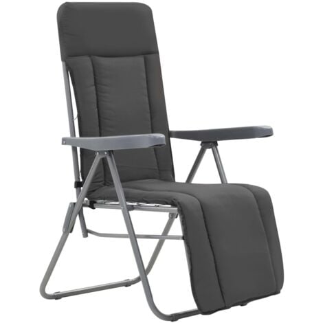 Chaises pliables de jardin avec coussins lot de 2 Gris