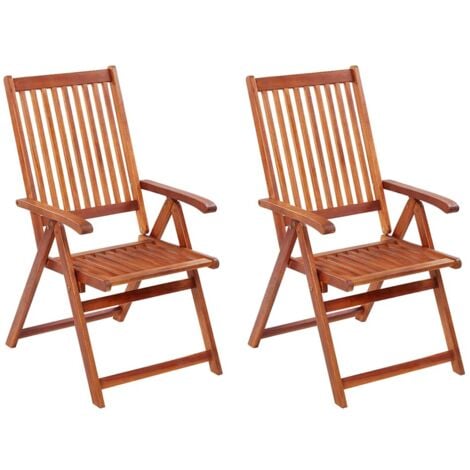 Chaises pliables de jardin lot de 2 Bois solide d'acacia Marron vidaXL