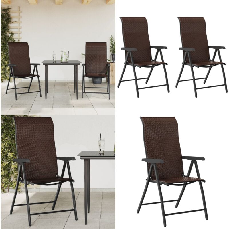 Chaises pliables de jardin lot de 2 marron résine tressée - Chaise De Jardin - Mobilier De Jardin - Chaise Pliante - Chaise Extérieure - Résine