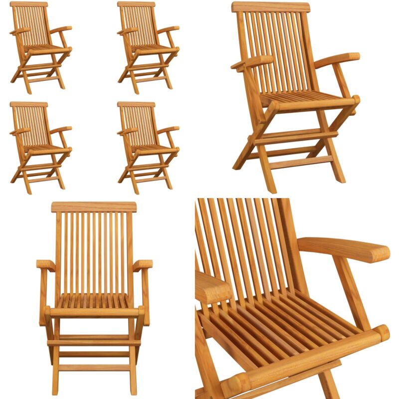 Chaises pliables de jardin lot de 4 Bois de teck solide - Chaise De Jardin - Mobilier De Jardin - Chaise En Bois - Terrasse - Jardin - Home & Living