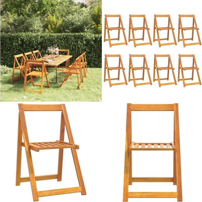 Chaises pliables de jardin lot de 8 Bois d'acacia massif - Chaise De Jardin - Fauteuil De Jardin - Acacia Massif - Meubles De Jardin - Mobilier