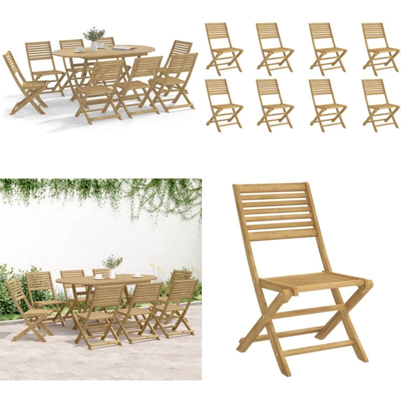 Chaises pliables de jardin lot de 8 bois massif d'acacia - Chaise De Jardin - Mobilier De Jardin - Chaise Pliante - Acacia Massif - Chaise Extérieure
