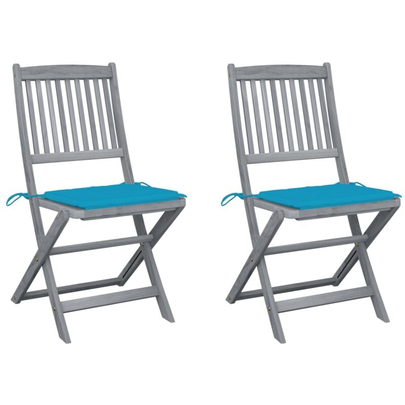 Vidaxl - Chaises pliables d'extérieur 2 pcs avec coussins Bois d'acacia