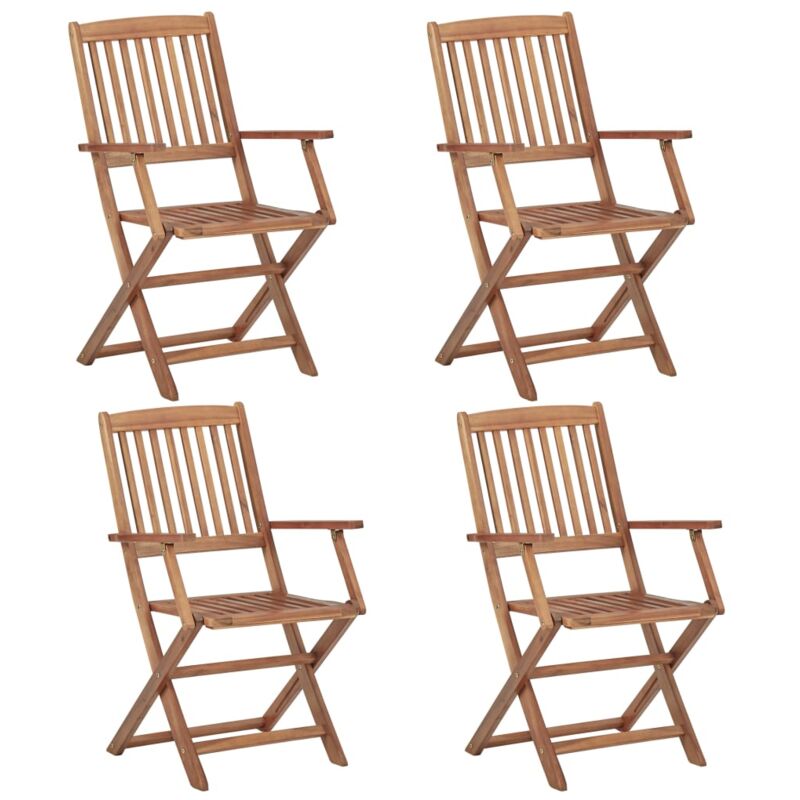 Chaises pliables d'extérieur 4 pcs Bois d'acacia solide