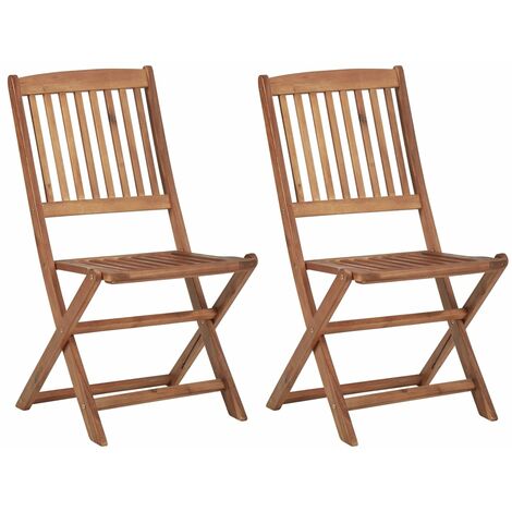 Chaises pliables d'extérieur 2 pcs Bois d'acacia solide