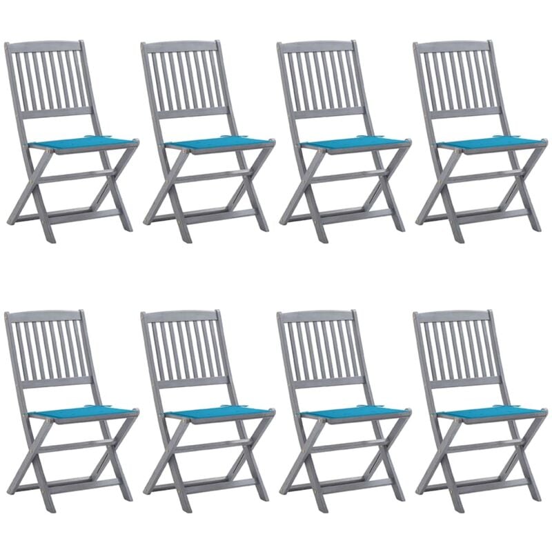 Vidaxl - Chaises pliables d'extérieur 8 pcs avec coussins Bois d'acacia