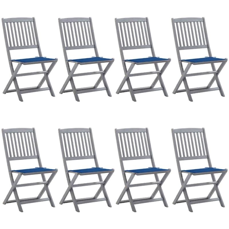 Vidaxl - Chaises pliables d'extérieur 8 pcs avec coussins Bois d'acacia