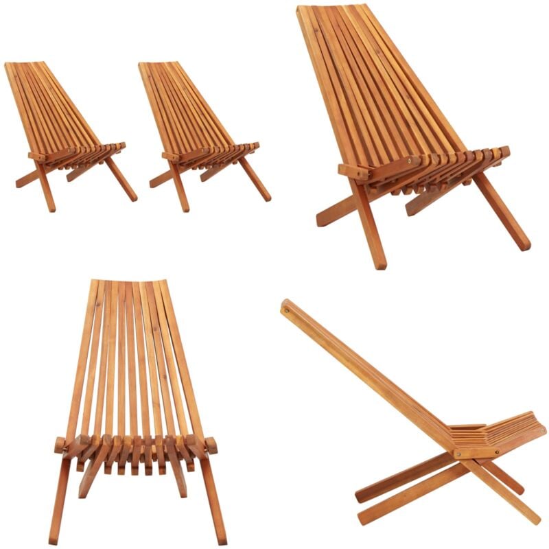 Chaises pliables d'extérieur lot de 2 Bois d'acacia solide - Chaise Pliante - Chaise De Jardin - Mobilier De Jardin - Acacia - Chaise Confortable