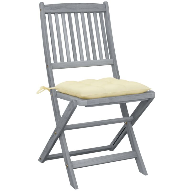 Inlife Chaises pliables d'extérieur 4 pcs avec coussins Bois d'acacia
