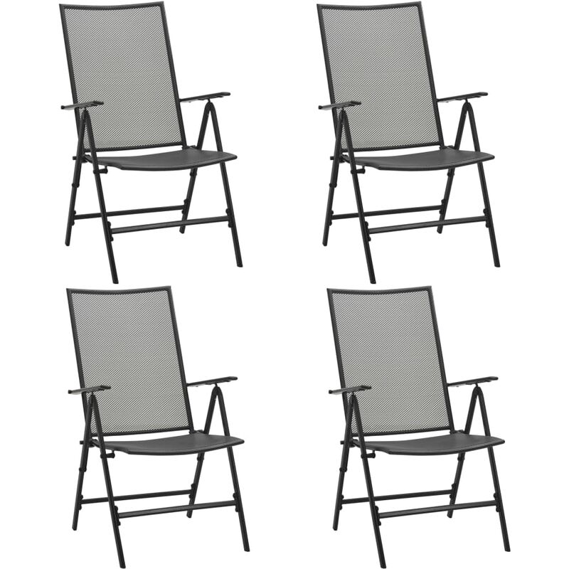 Vidaxl - Chaises pliables en maille lot de 4 Acier Anthracite