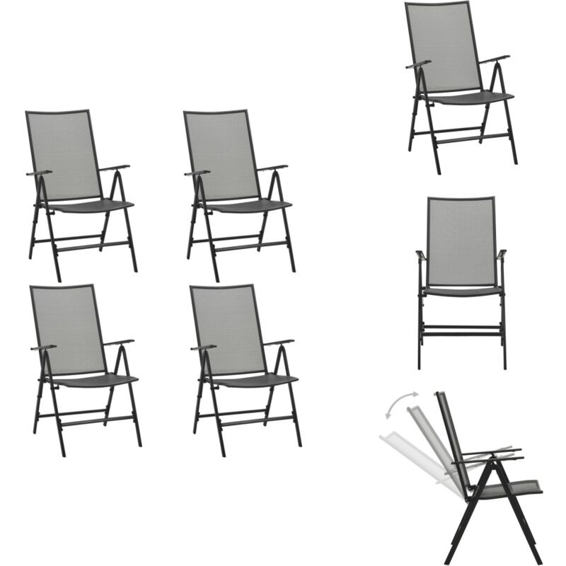 Vidaxl - Chaises pliables en maille lot de 4 Acier Anthracite - Chaise De Jardin - Chaise Pliante - Mobilier De Jardin - Meubles De Terrasse