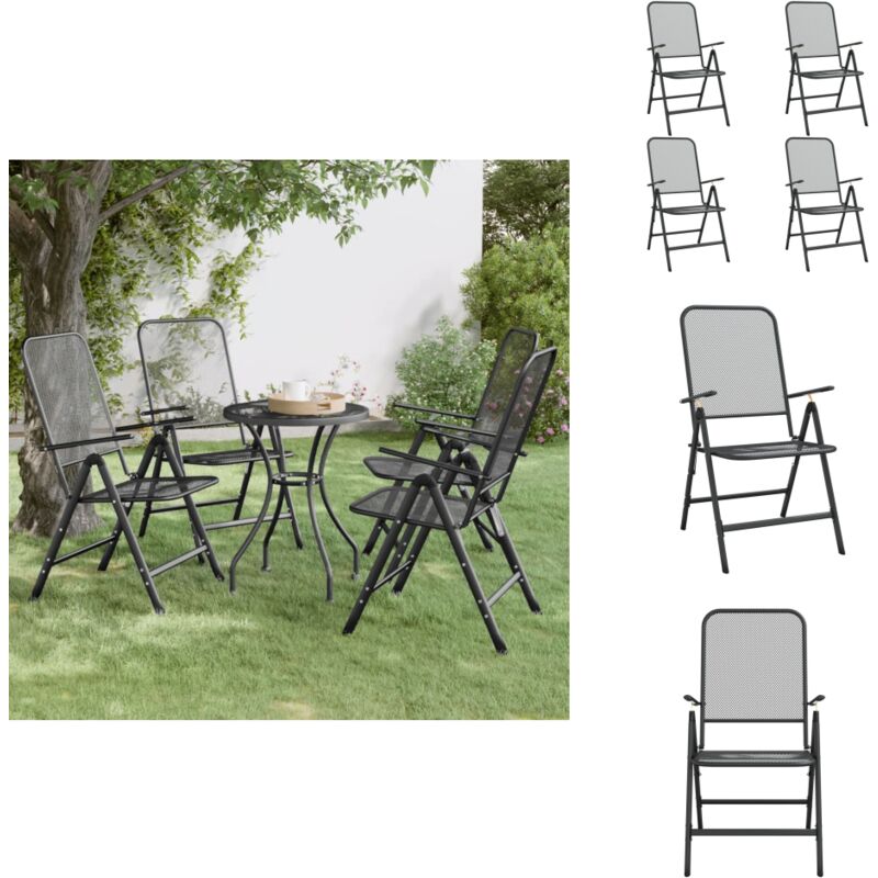 Vidaxl - Chaises pliables jardin lot de 4 Maille métallique Anthracite - Chaise De Jardin Pliable - Chaise Lounge - Meubles De Jardin - Fauteuil De