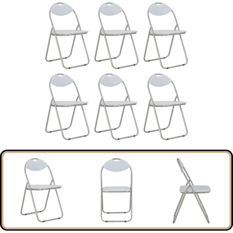 Vidaxl - Chaises pliantes à manger lot de 6 blanc similicuir - Chaise Pliante - Chaise De Salle à Manger - Chaises Blanches - Chaises Design