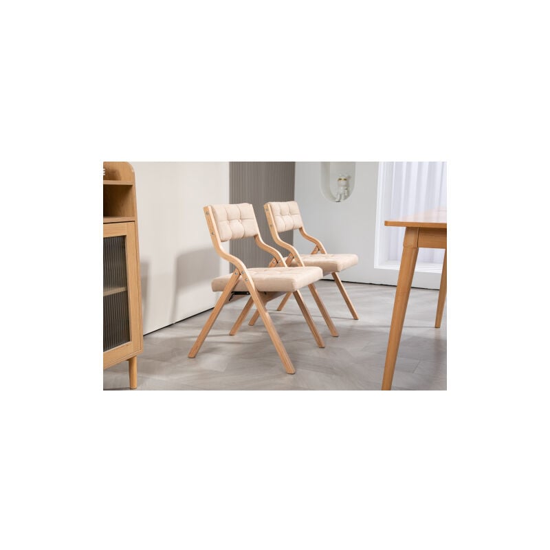 Okwish - Lot de 2 chaises pliantes avec coussin, chaises de salle à manger pliantes portables et assemblées, pour cuisine, bureau, mariage et fête,