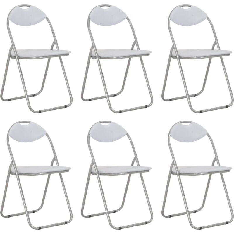 Chaises pliantes à manger lot de 6 blanc similicuir