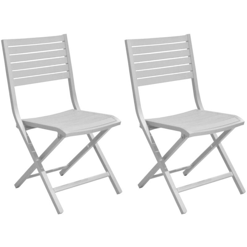 Chaises pliantes en aluminium Lucca (Lot de 2) Blanc - Blanc