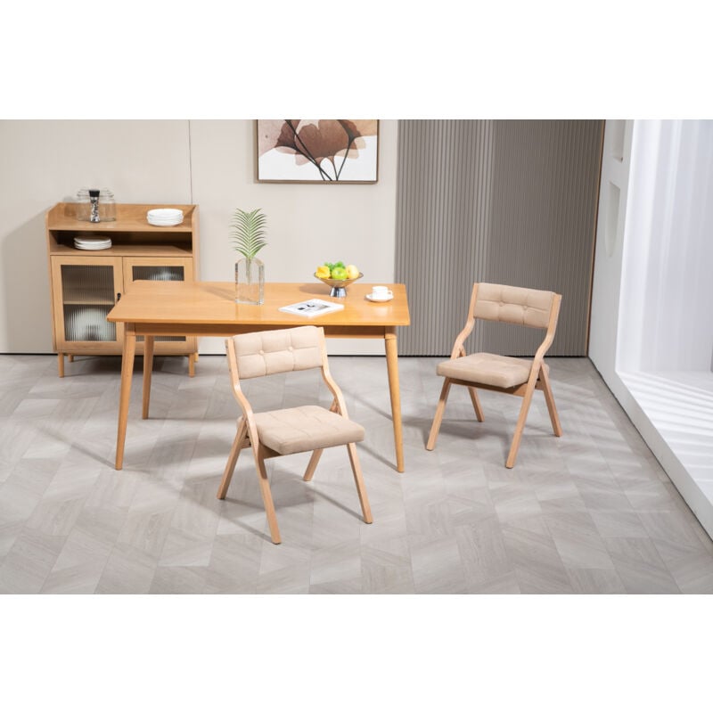 Redom - Chaises pliantes avec coussin, lot de 2 chaises pliantes rembourrées en bois, chaise de salle à manger pliante portable et assemblée pour