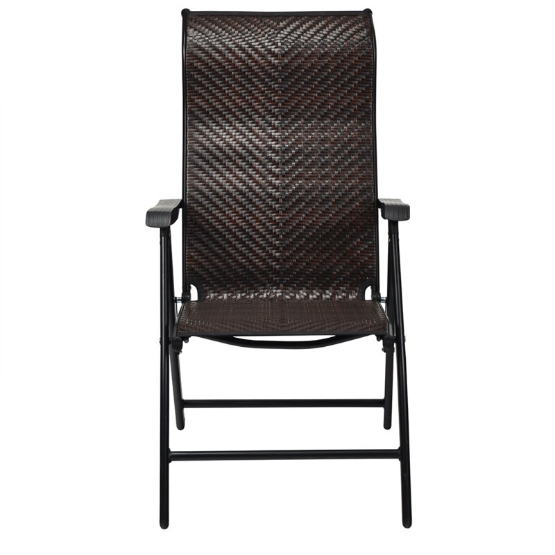 Chaises Pliantes Jardin Rotin Dossier Réglable Extérieur Intérieur Marron CW40885