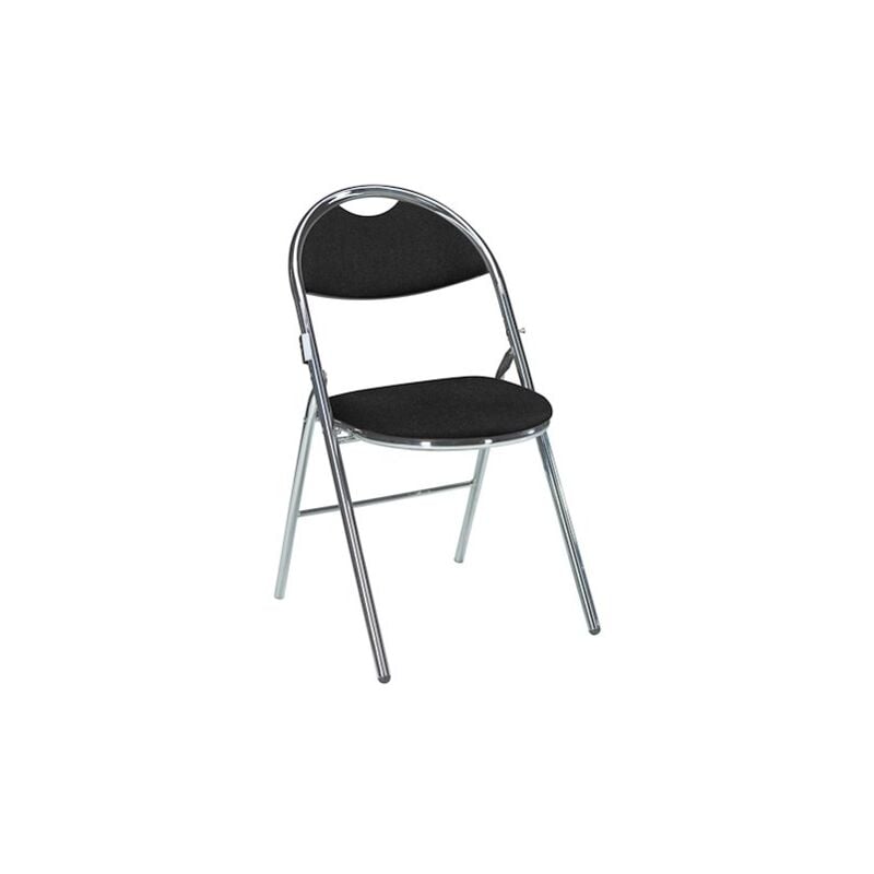 Chaises pliantes Super Confort tissu non feu allumette piétement chrome - noir - Lot de 2 - Maxiburo