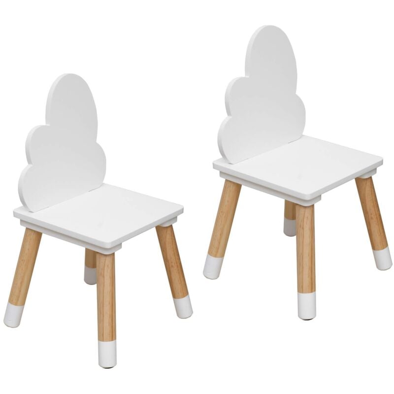 Chaises pour enfants Rebecca Mobili Tamar 50x25x25 mdf Pin Blanc Marron ensemble 2 pcs