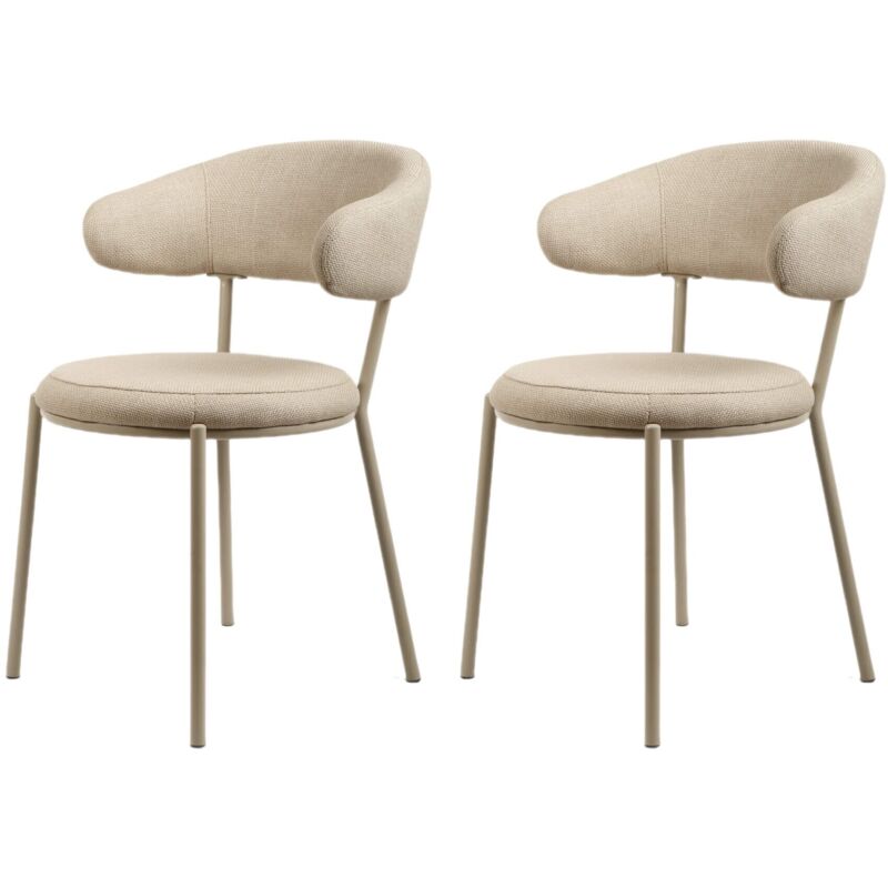 Mobili Rebecca - Chaises Rebecca Mobili Alamanda 80,5x47,5x57,5 Tissu Polyester Acier Beige Moderne ensemble 2 pièces Mobili Rebecca - Chaises Rebecca Mobili Alamanda 80,5x47,5x57,5 Tissu Polyester Acier Beige Moderne ensemble 2 pièces