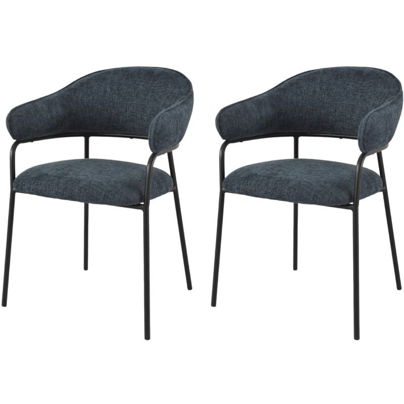 Mobili Rebecca - Chaises Rebecca Mobili Azobe 82,5x57x56,5 Tissu Polyester Acier Bleu Pétrole Noir Moderne ensemble 2 pièces