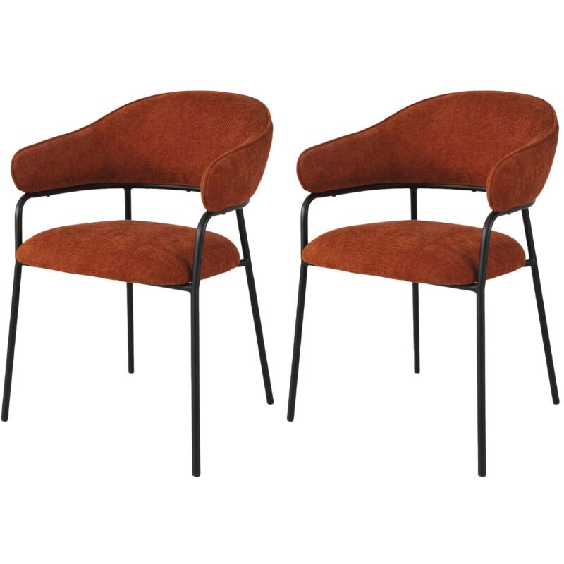 Mobili Rebecca - Chaises Rebecca Mobili Dombeya 82,5x57x56,5 Tissu Polyester Acier Orange Noir Moderne ensemble 2 pièces Mobili Rebecca - Chaises Rebecca Mobili Dombeya 82,5x57x56,5 Tissu Polyester Acier Orange Noir Moderne ensemble 2 pièces