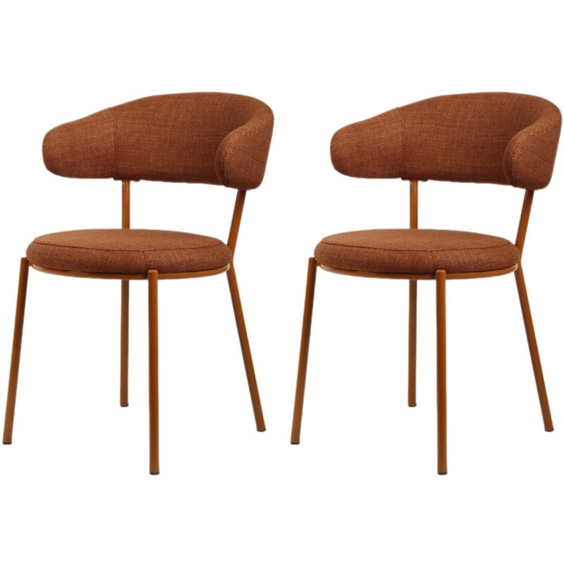 Chaises Rebecca Mobili Frenj 80,5x47,5x57,5 Tissu Polyester Acier Orange Moderne ENSEMBLE 2 pièces