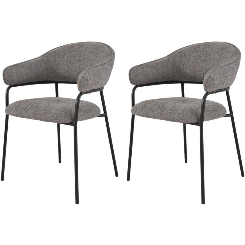 Mobili Rebecca - Chaises Rebecca Mobili Jatoba 82,5x57x56,5 Tissu Polyester Acier Gris Noir Moderne ensemble 2 pièces