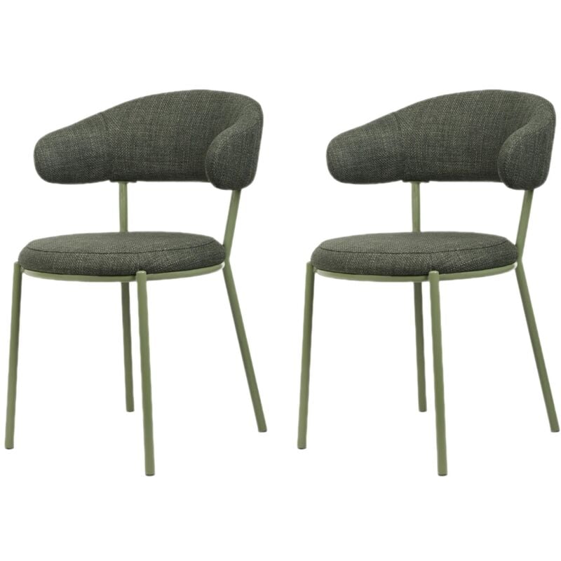 Chaises Rebecca Mobili Zeita 80,5x47,5x57,5 Tissu Polyester Acier Vert Moderne ensemble 2 pièces