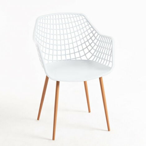 Chaises Salle à manger - Chaise Riva Avec Accoudoirs - Blanc - Blanc