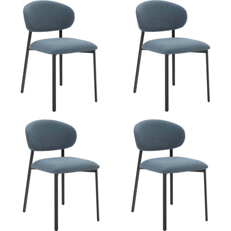Lot de 4 chaises scandinaves en polyester – Structure métal et bois – Confort optimal avec assise rembourrée – Capacité jusqu'à 136 kg
