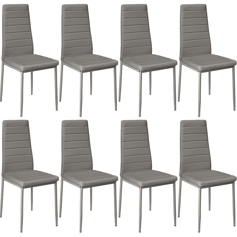 Chaises Salle à Manger Lot de 8 Chaises de Cuisine Modernes Chaises pour Chaises de Cuisine Salon [Classe énergétique a++] Gris