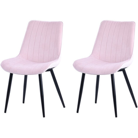 Chaises salle à manger rose velours 53x88 cm set de 2 HOMAVO