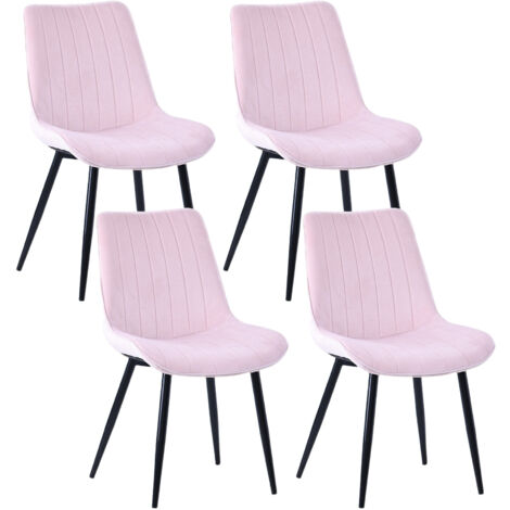 Chaises salle à manger rose velours 53x88 cm set de 4 HOMAVO