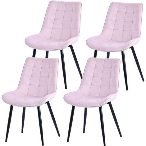 Chaises salle à manger rose velours 53x88 cm set de 4 HOMAVO